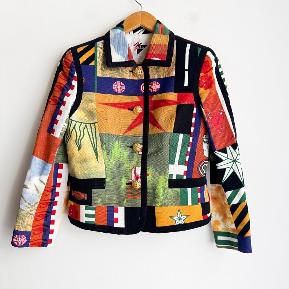 Vintage Biba Maximalist Colourful Statement Skirt Suit 40 - Picture 2 of 8